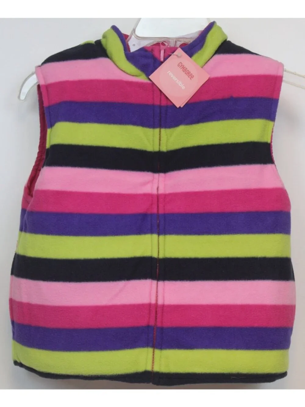 2008 Gymboree Candy Shoppe Puffer Vest sz L 10/12 Fleece Stripe Reversible NWT